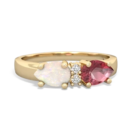 Pink Tourmaline Pear Bowtie 14K Yellow Gold ring R0865