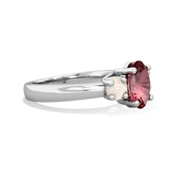 Pink Tourmaline Three Stone Oval Trellis 14K White Gold ring R4024