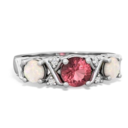 Pink Tourmaline Hugs And Kisses 14K White Gold ring R5016