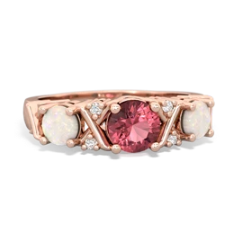 Pink Tourmaline Hugs And Kisses 14K Rose Gold ring R5016