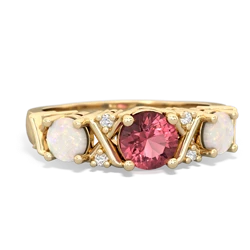 Pink Tourmaline Hugs And Kisses 14K Yellow Gold ring R5016