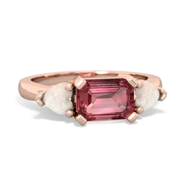 Pink Tourmaline Three Stone 14K Rose Gold ring R5235