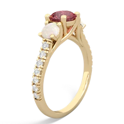 Pink Tourmaline Pave Trellis 14K Yellow Gold ring R5500