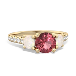 Pink Tourmaline Pave Trellis 14K Yellow Gold ring R5500