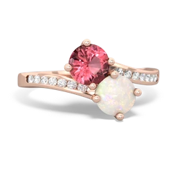 Pink Tourmaline Channel Set Two Stone 14K Rose Gold ring R5303