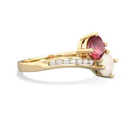 Pink Tourmaline Channel Set Two Stone 14K Yellow Gold ring R5303