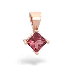 Pink Tourmaline 5Mm Princess Solitaire 14K Rose Gold pendant P1789