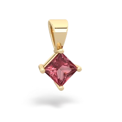 Pink Tourmaline 5Mm Princess Solitaire 14K Yellow Gold pendant P1789