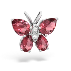 Pink Tourmaline Butterfly 14K White Gold pendant P2215