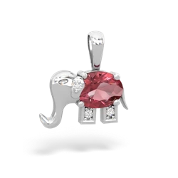 Pink Tourmaline Elephant 14K White Gold pendant P2555