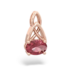 Pink Tourmaline Celtic Trinity Knot 14K Rose Gold pendant P2389