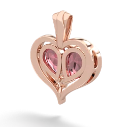 Pink Tourmaline Two Become One 14K Rose Gold pendant P5330