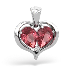 Pink Tourmaline Two Become One 14K White Gold pendant P5330