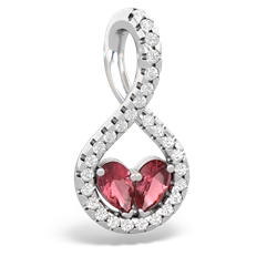 Pink Tourmaline Pave Twist 'One Heart' 14K White Gold pendant P5360