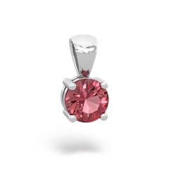 Pink Tourmaline 6Mm Round Solitaire 14K White Gold pendant P1786