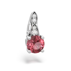 Pink Tourmaline Antique Elegance 14K White Gold pendant P3100