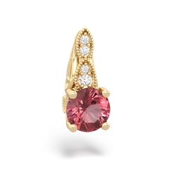 Pink Tourmaline Antique Elegance 14K Yellow Gold pendant P3100