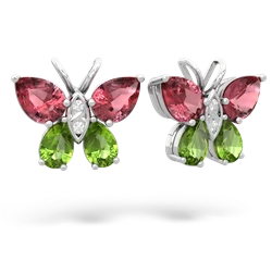 Pink Tourmaline Butterfly 14K White Gold earrings E2215