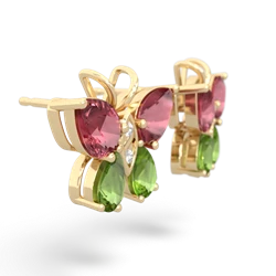 Pink Tourmaline Butterfly 14K Yellow Gold earrings E2215