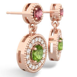 Pink Tourmaline Halo Dangle 14K Rose Gold earrings E5319