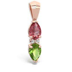 Pink Tourmaline Bowtie Drop 14K Rose Gold pendant P0865