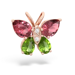 Pink Tourmaline Butterfly 14K Rose Gold pendant P2215