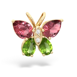 Pink Tourmaline Butterfly 14K Yellow Gold pendant P2215