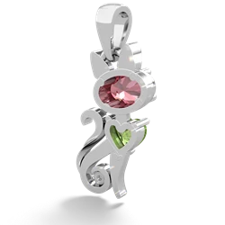 Pink Tourmaline Kitten 14K White Gold pendant P5780