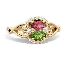 Pink Tourmaline Love Nest 14K Yellow Gold ring R5860