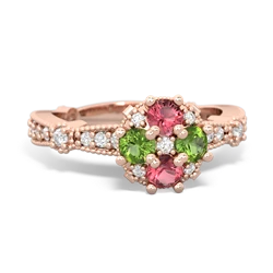 Pink Tourmaline Sparkling Tiara Cluster 14K Rose Gold ring R26293RD