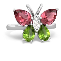 Pink Tourmaline Butterfly 14K White Gold ring R2215