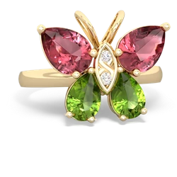 Pink Tourmaline Butterfly 14K Yellow Gold ring R2215