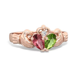 Pink Tourmaline 'Our Heart' Claddagh 14K Rose Gold ring R2388