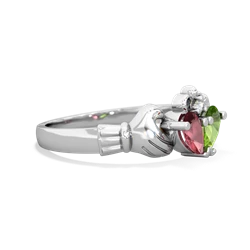 Pink Tourmaline 'Our Heart' Claddagh 14K White Gold ring R2388