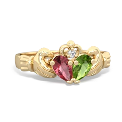 Pink Tourmaline 'Our Heart' Claddagh 14K Yellow Gold ring R2388