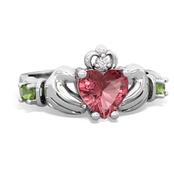 Pink Tourmaline Claddagh Keepsake 14K White Gold ring R5245