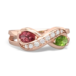 Pink Tourmaline Diamond Infinity 14K Rose Gold ring R5390