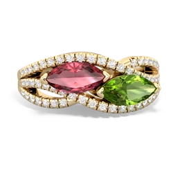 Pink Tourmaline Diamond Rivers 14K Yellow Gold ring R3070