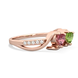 Pink Tourmaline Side By Side 14K Rose Gold ring R3090