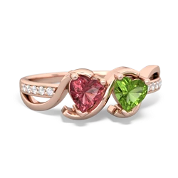 Pink Tourmaline Side By Side 14K Rose Gold ring R3090