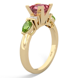 Pink Tourmaline 6Mm Princess Eternal Embrace Engagement 14K Yellow Gold ring C2002