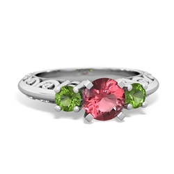 Pink Tourmaline Art Deco Eternal Embrace Engagement 14K White Gold ring C2003