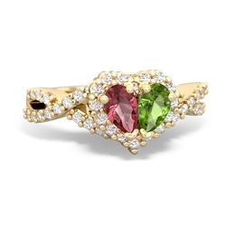 Pink Tourmaline Diamond Twist 'One Heart' 14K Yellow Gold ring R2640HRT