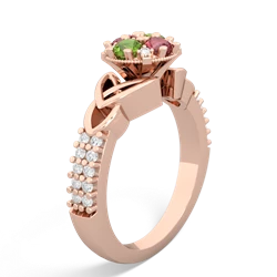 Pink Tourmaline Celtic Knot Cluster Engagement 14K Rose Gold ring R26443RD