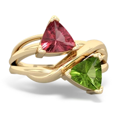 Pink Tourmaline Split Band Swirl 14K Yellow Gold ring R2341