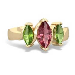 Pink Tourmaline Three Peeks 14K Yellow Gold ring R2433