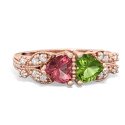 Pink Tourmaline Diamond Butterflies 14K Rose Gold ring R5601