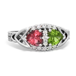 Pink Tourmaline Sparkling Celtic Knot 14K White Gold ring R2645