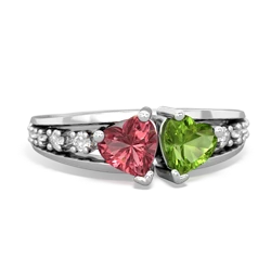 Pink Tourmaline Heart To Heart 14K White Gold ring R3342