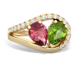 Pink Tourmaline Nestled Heart Keepsake 14K Yellow Gold ring R5650